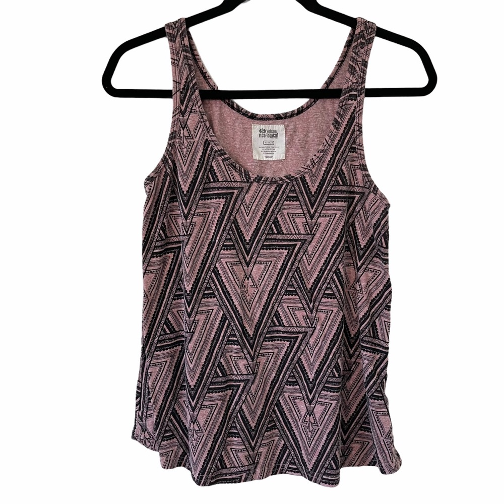 Volcom Tank Top XS Pink Black Geometric Triangles